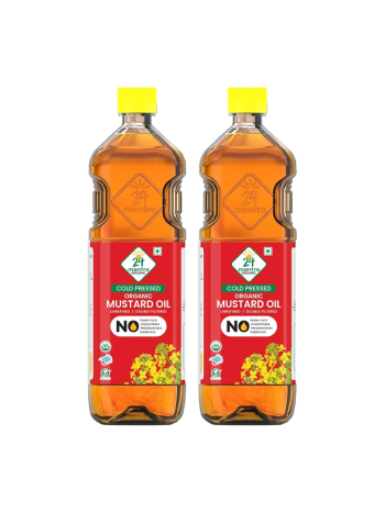 24 Mantra Organic Mustard Oil (Sarson Oil / Avanune) – 1 L × 2 | 100 % Organic & Unrefined