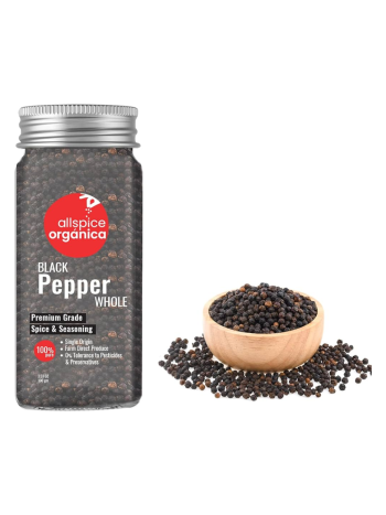allspice organica Special Extra Bold Black Peppercorns – 100 g (Whole Crop, Premium Indian Tellicherry Grade)