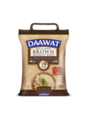 Daawat Brown Basmati Rice – 5 kg | Quick-Cooking, High-Fibre Whole Grain