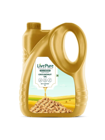 LivePure Organic Farms Cold Pressed Groundnut Oil – 5 L | Kacchi Ghani PEANUT Oil